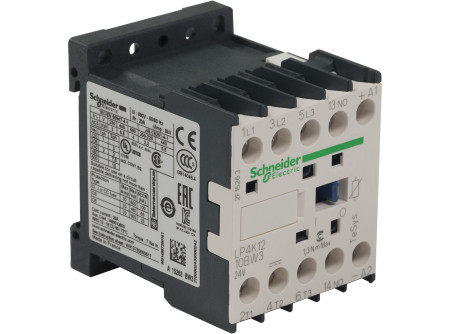 Schneider LP4K1210BW3 - 1,5W tekercsteljesítményű mágneskapcsoló 12A, 1 záró, DC, 1,5 W
