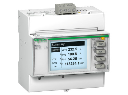 Schneider METSEPM3250 - Teljesítménymérő I,In,U,V,PQS,E,PF,Hz,átlag, MODBUS