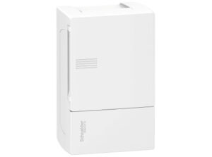 Schneider MIP12104 - MINI PRAGMA Kiselosztó, teli ajtó, falon kívüli, 1x4 modul, PEN sín, fehér