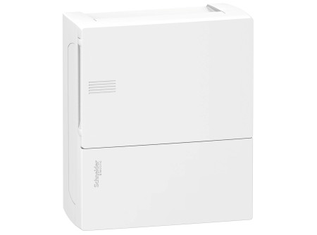Schneider MIP12108 - MINI PRAGMA Kiselosztó, teli ajtó, falon kívüli, 1x8 modul, PEN sín, fehér
