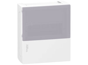 Schneider MIP12108T - MINI PRAGMA Kiselosztó, tejüveg hatású átlátszó ajtó, falon kívüli, 1x8 mod