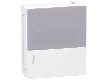 Schneider MIP12108T - MINI PRAGMA Kiselosztó, tejüveg hatású átlátszó ajtó, falon kívüli, 1x8 mod