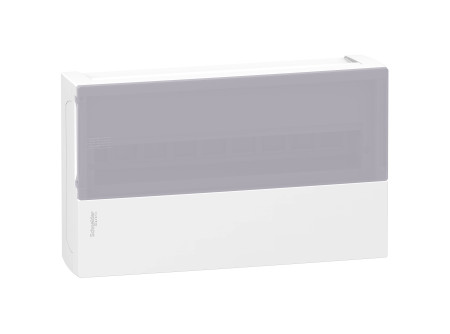 Schneider MIP12118T - MINI PRAGMA Kiselosztó, tejüveg hatású átlátszó ajtó, falon kívüli, 1x18 mo