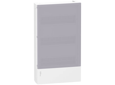 Schneider MIP12312T - MINI PRAGMA Kiselosztó, tejüveg hatású átlátszó ajtó, falon kívüli, 3x12 mo