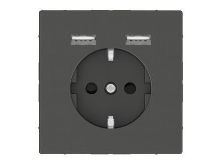 Schneider MTN2366-6034 - MERTEN 2P+F aljzat, dupla USB töltővel, 16A/2.4A, D-Life, antracit