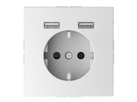 Schneider MTN2366-6035 - MERTEN 2P+F aljzat, dupla USB töltővel, 16A/2.4A, D-Life, lótuszfehér