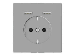 Schneider MTN2366-6036 - MERTEN 2P+F aljzat, dupla USB töltővel, 16A/2.4A, D-Life, acél