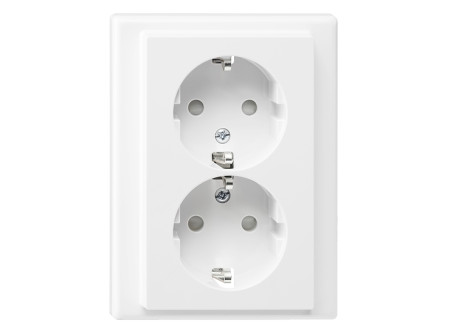 Schneider MTN2420-1419 - MERTEN 2x2P+F aljzat, System-M, rugós bekötés, 16A, polárfehér