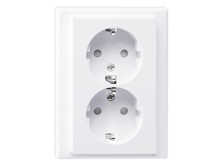 Schneider MTN2420-1425 - MERTEN 2x2P+F aljzat, System-M, rugós bekötés, 16A, aktív fehér, antibak