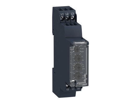 Schneider RM17TE00 - RM17 multifunkciós fázisfigyelő relé, 3f, 1CO, 5A, 208…480VAC