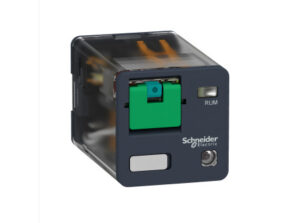 Schneider RUMC22BD - RUM univerzális relé, hengeres, 2CO, 10A, 24VDC, tesztgomb, LED