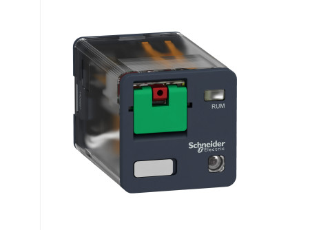 Schneider RUMC32B7 - RUM univerzális relé, hengeres, 3CO, 10A, 24VAC, tesztgomb, LED