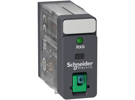 Schneider RXG22BD - RXG Interfész relé, 2CO, 5A, 24VDC, tesztgomb, LED