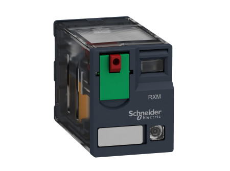 Schneider RXM2AB2B7 - RXM miniatűr relé, 2CO, 12A, 24VAC, tesztgomb, LED