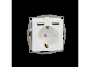 Schneider SDD111052 - ÚJ SEDNA 2P+F csatlakozóaljzat, BZS, kettős USB töltővel, rugós, 16A/2.4A,