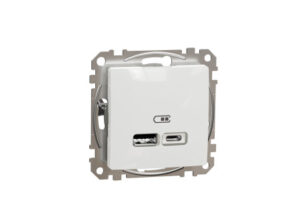 Schneider SDD111402 - ÚJ SEDNA Dupla USB töltő, A+C, 2.4A, fehér