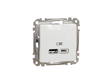 Schneider SDD111402 - ÚJ SEDNA Dupla USB töltő, A+C, 2.4A, fehér