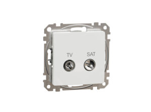 Schneider SDD111474S - ÚJ SEDNA TV/SAT aljzat, átmenő, 7 dB, fehér