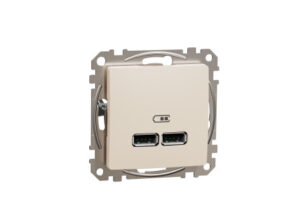 Schneider SDD112401 - ÚJ SEDNA Dupla USB töltő, A+A, 2.1A, bézs