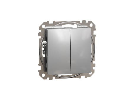 Schneider SDD113108 - ÚJ SEDNA Kettős váltókapcsoló, rugós bekötés, 10AX, (106+6), alumínium