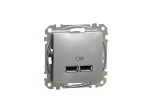Schneider SDD113401 - ÚJ SEDNA Dupla USB töltő, A+A, 2.1A, alumínium