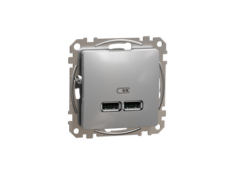 Schneider SDD113401 - ÚJ SEDNA Dupla USB töltő, A+A, 2.1A, alumínium