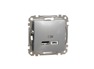 Schneider SDD113402 - ÚJ SEDNA Dupla USB töltő, A+C, 2.4A, alumínium