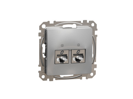 Schneider SDD113462S - ÚJ SEDNA 2xRJ45 Cat6 STP aljzat, alumínium
