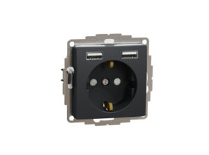 Schneider SDD114052 - ÚJ SEDNA 2P+F csatlakozóaljzat, BZS, kettős USB töltővel, rugós, 16A/2.4A,