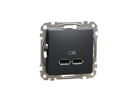 Schneider SDD114401 - ÚJ SEDNA Dupla USB töltő, A+A, 2.1A, antracit