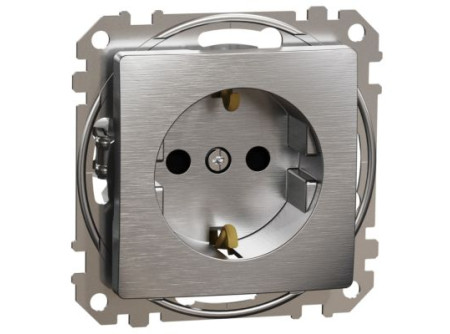 Schneider SDD170025 - ÚJ SEDNA 2P+F csatlakozóaljzat, csavaros bekötés, 16A, szálcsiszolt ezüst