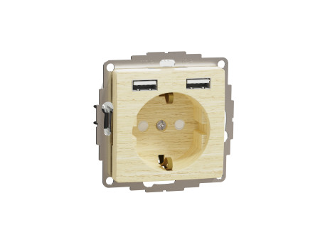 Schneider SDD180052 - ÚJ SEDNA 2P+F csatlakozóaljzat, BZS, kettős USB töltővel, rugós, 16A/2.4A,