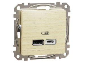 Schneider SDD180402 - ÚJ SEDNA Dupla USB töltő, A+C, 2.4A, nyír