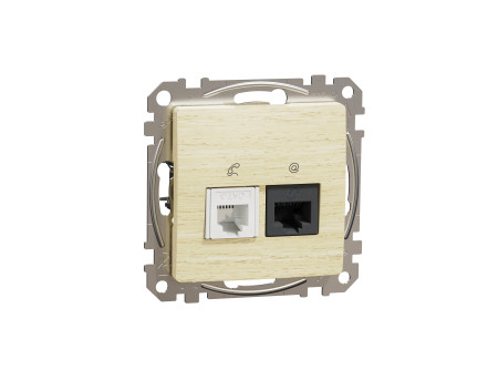 Schneider SDD180468 - ÚJ SEDNA RJ11/RJ45 Cat6 UTP kombinált aljzat, nyír