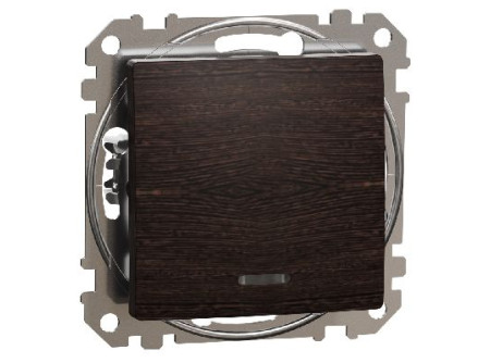 Schneider SDD181111L - ÚJ SEDNA Egypólusú nyomó, kék jelzőfénnyel, rugós bekötés, 10A, wenge