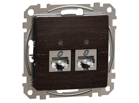 Schneider SDD181467S - ÚJ SEDNA 2xRJ45 Cat6A STP aljzat, wenge