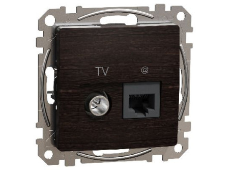 Schneider SDD181469T - ÚJ SEDNA TV/RJ45 Cat6 UTP kombinált aljzat, wenge