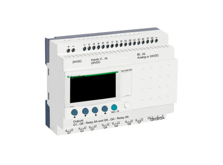 Schneider SR3B261BD - 26 I/O, 6 analóg bemenet, relés, óra, 24VDC