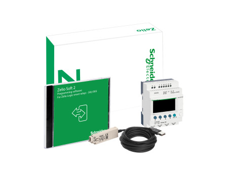 Schneider SR3PACKBD - Zelio Pack 10I/O,24VDC, csat.kábel, CD