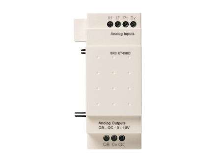 Schneider SR3XT43BD - Analóg bővítő modul 2 be (0-10V, 0-20mA, Pt100) 2 ki 0-10V