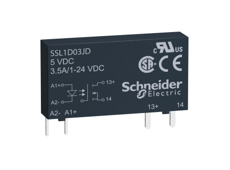 Schneider SSL1D03BD - SSL sorkapocs szilárdtestrelé, 1f, egyenfesz kapcs, 1NO, 1…24VDC, 2A, 24VDC