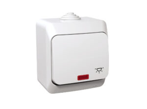 Schneider WDE000516 - CEDAR PLUS Egypólusú nyomó lámpajellel, jelzőfénnyel, IP44, fehér