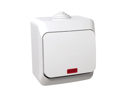 Schneider WDE000561 - CEDAR PLUS Váltókapcsoló, jelzőfénnyel, IP44, fehér