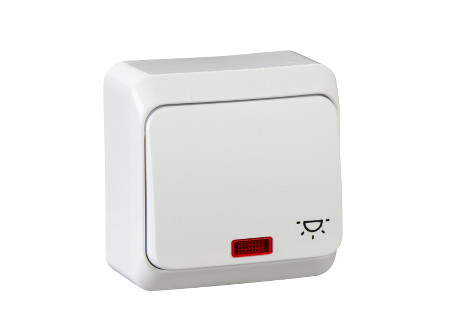 Schneider WDE001016 - PRIMA Egypólusú nyomó lámpajellel, jelzőfényes 10A, fehér