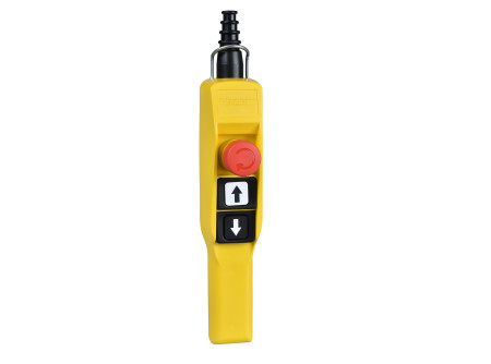 Schneider XACA2153 - 2 nyomógomb+vészgomb, mechanikus retesz, NO+NC érintk., gumisapka
