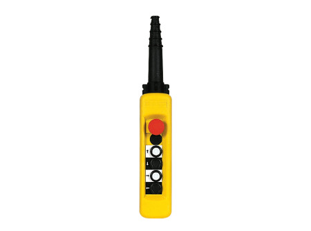 Schneider XACA4713 - 4 nyomógomb, páronként mechanikus retesz, NO érintkező, +vészgomb (NC)