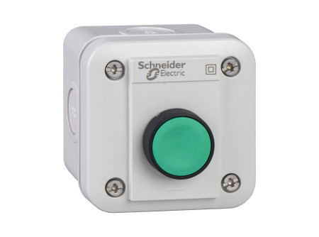 Schneider XALE1011 - Tokozott nyomógomb, zöld