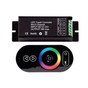 ULTRALUX RF érintős vezérlő RGB vagy Fehér LED világításhoz, 12-24V DC, 3x6A