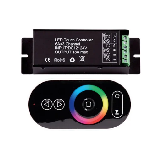 ULTRALUX RF érintős vezérlő RGB vagy Fehér LED világításhoz, 12-24V DC, 3x6A