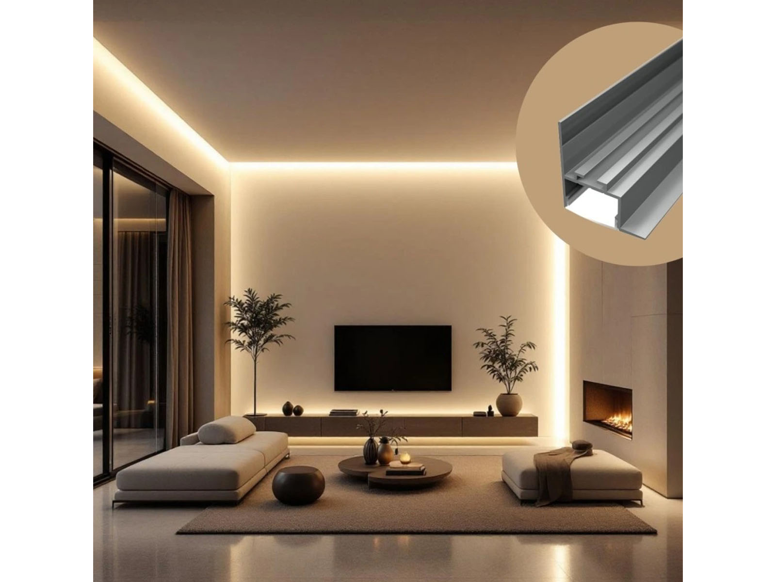 ALP-032 Ezüst - Gipszkartonba süllyeszthető alu profil LED szalaghoz (Átlátszó búrával)